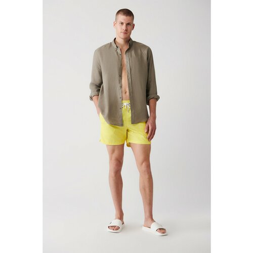 Avva Men's Yellow Quick Drying Floral Printed Standard Size Custom Boxed Swimsuit Marine Shorts Slike