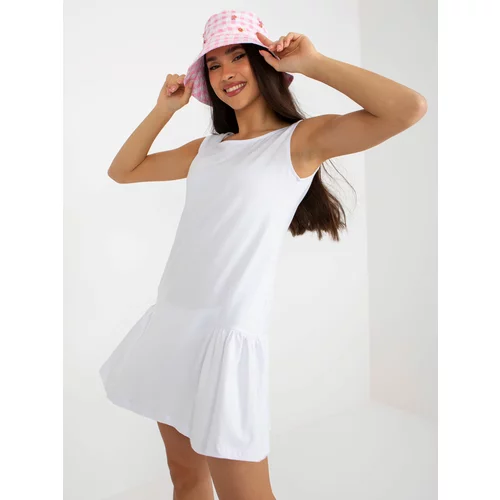 Fashion Hunters Basic white sleeveless mini dress