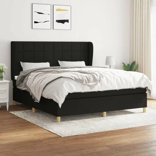  Box spring postelja z vzmetnico črna 160x200 cm blago, (20791330)