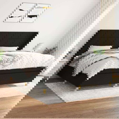  S oprugama i madracem crni 160x200 cm od tkanine Slike