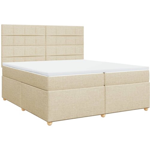 vidaXL Box spring postelja z vzmetnico krem 200x200 cm blago, (21309772) Cene