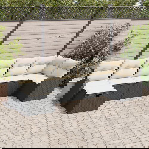 vidaXL set od 7 dijelova vrtnog kauča s jastučićima crni Poli ratan Cijene