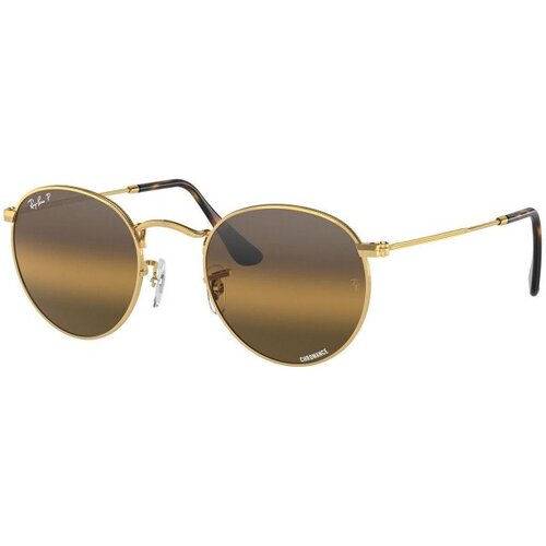 Ray-ban Round Metal RB3447 001/G5 Polarized XL (53) Zlata/Večbarvna Slike