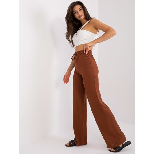 Fashion Hunters Brown fabric trousers with high waist Slike