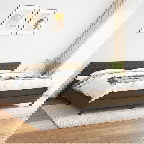 The Living Store Box spring postelja z vzmetnico temno rjav 200x200 cm blago - Box Spring Postelja, (21517098) Cene