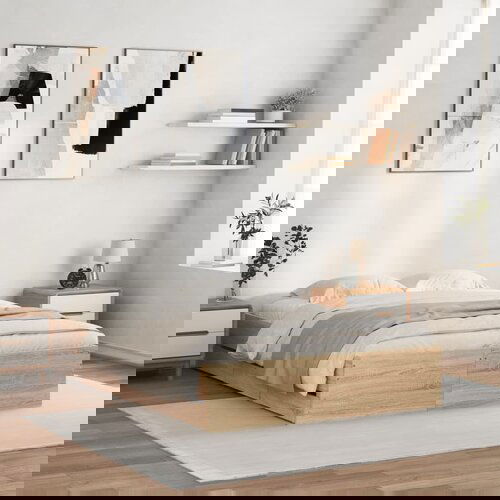 VidaXL Posteljni okvir s predali sonoma hrast 120x190cm inženirski les Slike