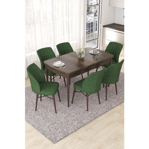 Hanah home set trpezarijski sto i 6 stolica nef, zeleno-braon Cene