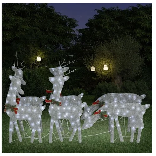  Božični severni jeleni 6 kosov srebrni hladno bela mreža