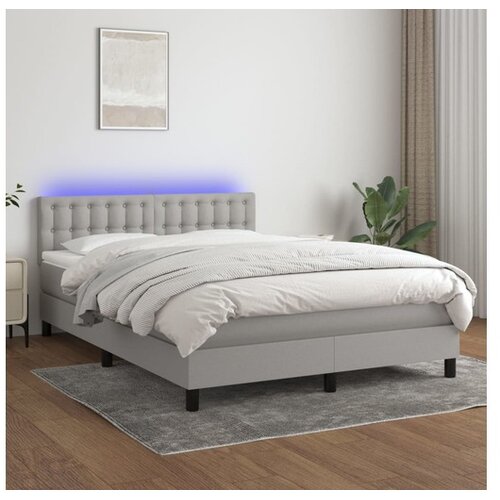  Krevet box spring s madracem LED svjetlosivi 140x200 cm tkanina Cene
