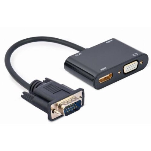 Gembrid A-VGA-HDMI-02 VGA to HDMI + VGA adapter cable, 0.15 m, black Cene