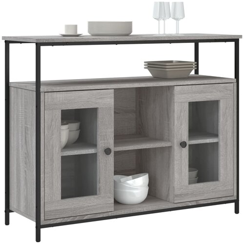  Komoda siva boja hrasta 100x35x80 cm od konstruiranog drva Slike