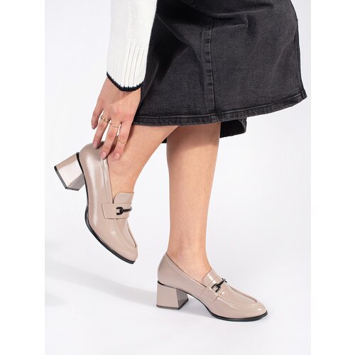 GOODIN Beige women's loafers with heels Cijene
