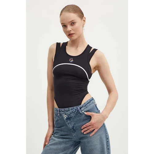 KARL LAGERFELD JEANS Body ženski, črna barva, 245J1708