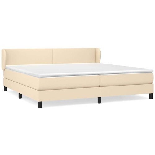  Krevet s oprugama i madracem krem 200 x 200 cm od tkanine Slike