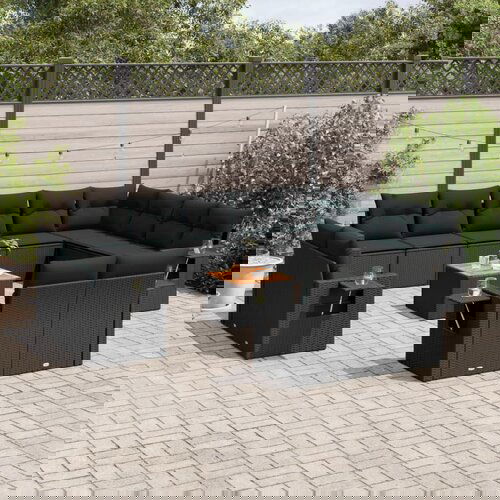 vidaXL 13-dijelni set vrtnih sofa s jastucima poliratan crni Cijene
