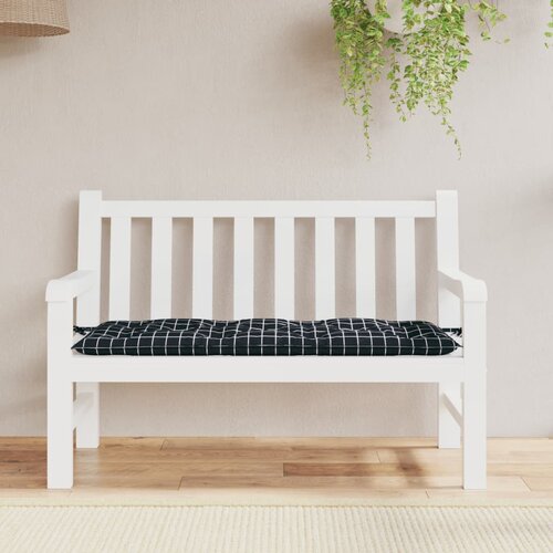 vidaXL Jastuk za vrtnu klupu crni karirani 120 x 50 x 7 od tkanine Cijene