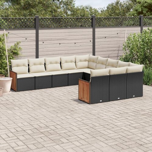  11-dijelni set vrtnih sofa od poliratana s jastucima crni Cijene