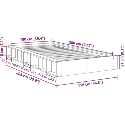 vidaXL Okvir kreveta bez madraca 100x200 cm puno drvo hrast Cijene