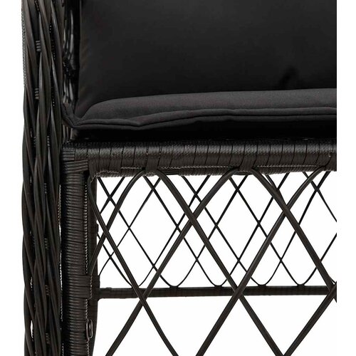  5-dijelni vrtni blagovaonski set s jastucima od poliratana crni Crna 150 cm table length Slike