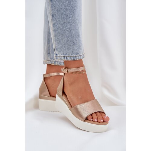 PS1 Lightweight Sandals On A Platform And Delicate Wedge Gold Gillifia Cijene