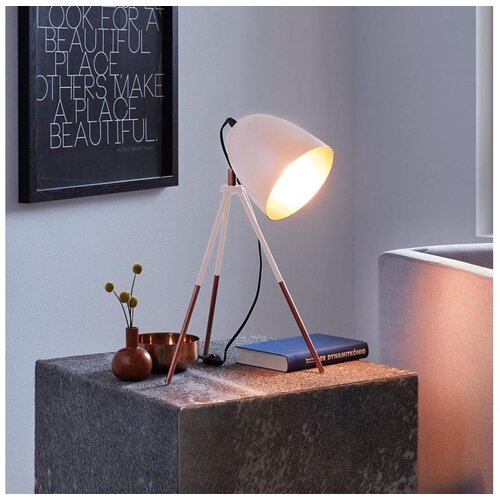 Eglo 49727 - Stona lampa CHESTER 1xE27/60W/230V bela/bakrena Cene