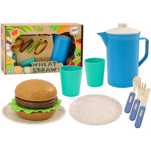  Set posuđa za igru, tanjuri, &scaron;alice, vrč, hamburger, pribor za jelo, 11 kom Cene