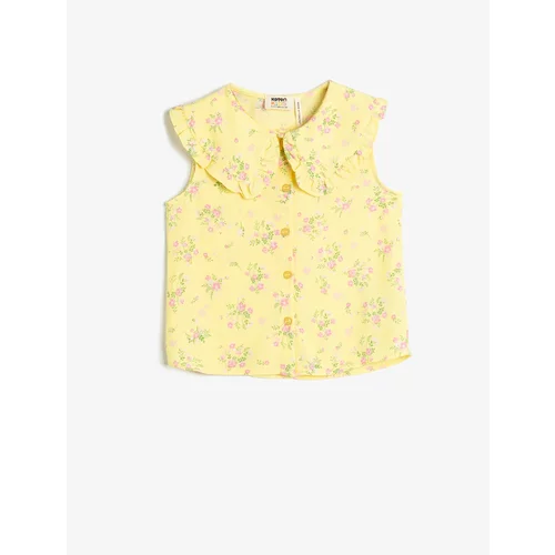 Koton Shirt Sleeveless Wide Baby Collar Flower