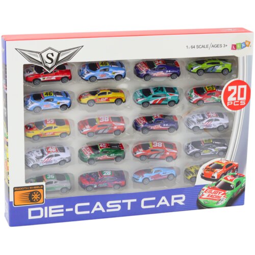  Set sportskih trkaćih autića na navijanje 1:64, 20 kom Slike