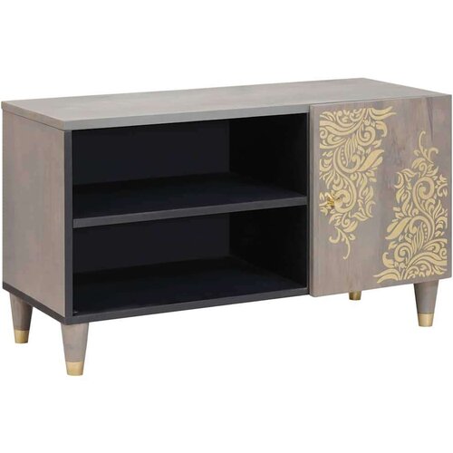 VidaXL TV omarica Siva in zlata 80 x 31.5 x 46 cm Trden mangov les Slike