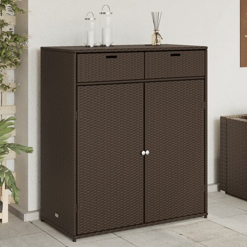  The Living Store Vrtna omara za shranjevanje rjava 105x55x113 cm poli ratan - Vrtna Omara, (21443931) Slike