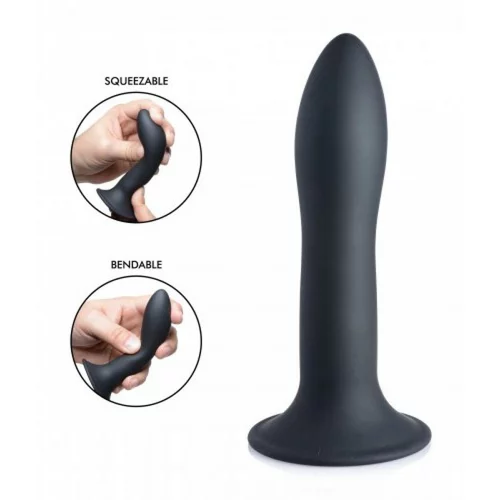 Squeeze-It Upogljiv silikonski dildo, črn