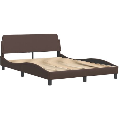 VidaXL Posteljni okvir z vzglavjem rjav 140x190 cm umetno usnje, (21072605) Slike