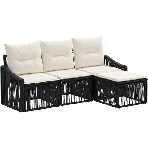 vidaXL Vrtna sedežna garnitura 4 pcs Črna poli ratan, (5000271158) Cene