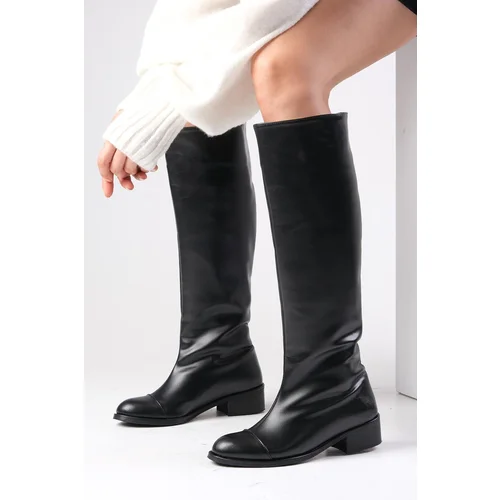 Mio Gusto Parley Black Color No Zipper With Thin, Faux Für Lined Women's Equestrian Boots.