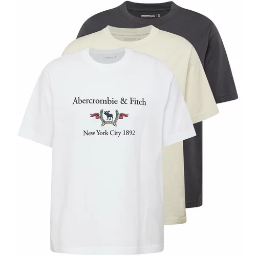 Abercrombie & Fitch Majica svetlo bež / antracit / rdeča / bela