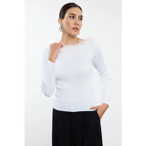 Trendyol Ecru Collar Detailed Knitwear Sweater