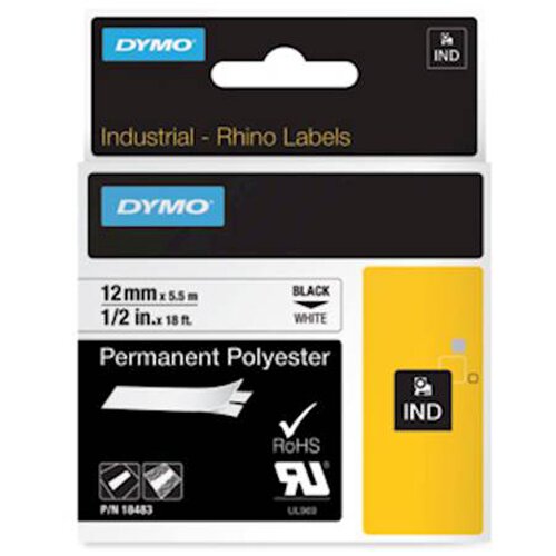 Dymo traka industrijska poliester 12mm crna/bela ( DY18483 ) Cene