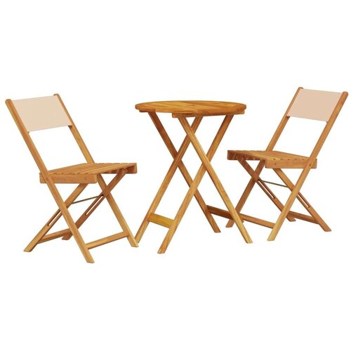 VidaXL 3-dijelni bistro set od tkanine i masivnog drva krem bež Slike
