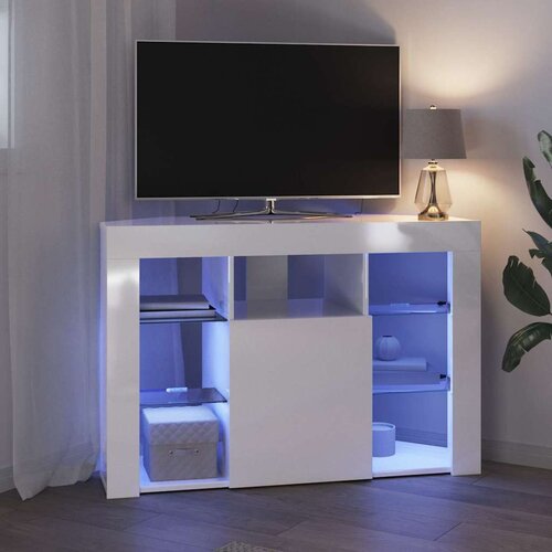 Kotni LED TV ormar Zidne Visoki sjaj bijela 104 x 40 x 68 cm Slike