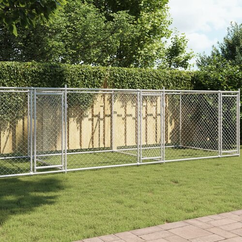 vidaXL pasji boks z vrati siv 8x2x1,5 m pocinkano jeklo Cene