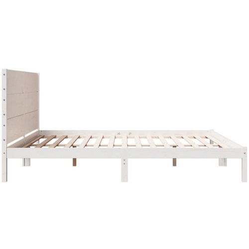  Dugi okvir kreveta bez madraca bijeli 180 x 210 cm masivno drvo Slike