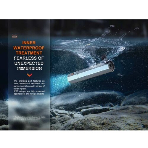 Fenix ecpblck - led punjiva baterijska lampa sa powerbankom (usb), IP68, 1600 lm, do 504 h, crna Slike