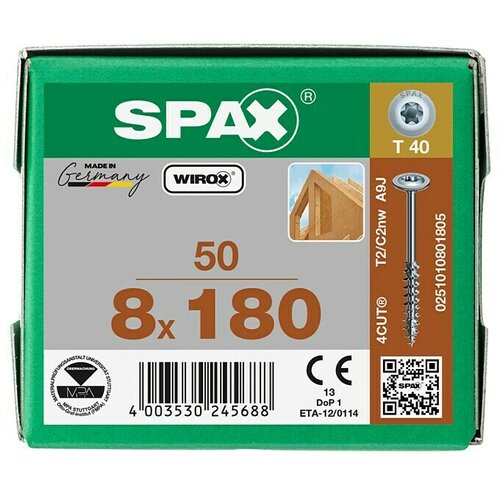 SPAX Vijak s krožnikasto glavo HI.FORCE (Ø x Do: 8 x 180 mm, Površina WIROX, T-Star plus, 50 kos) Cene