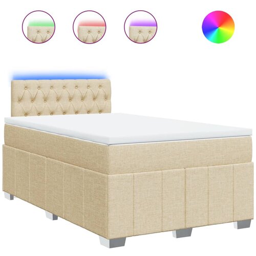 vidaXL Box spring postelja z vzmetnico krem 120x200 cm blago, (21306951) Cene