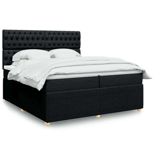 VidaXL Krevet s oprugama i madracem crni 200x200 cm od tkanine Slike