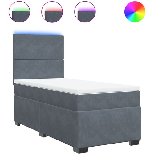vidaXL Box spring postelja z vzmetnico temno siva 100x200 cm žamet, (21306937) Cene