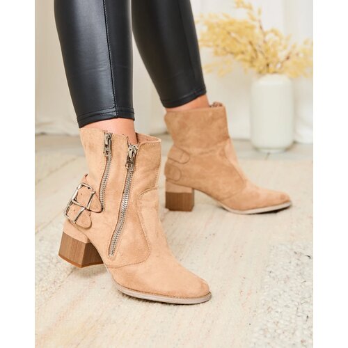 Resti Light brown embellished Zerta heeled boots Cene