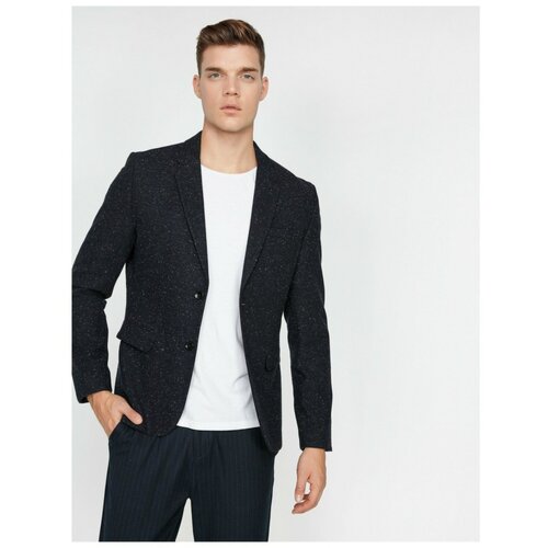 Koton men's navy blue v-neck pocket detailed button detailed jacket Slike
