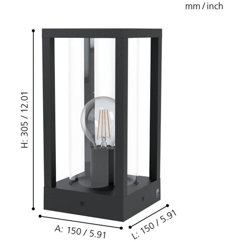 Eglo cascinetta spoljna podna/1, e27, 40w, v-305, ip44, lijevani aluminij/staklo/crno Slike