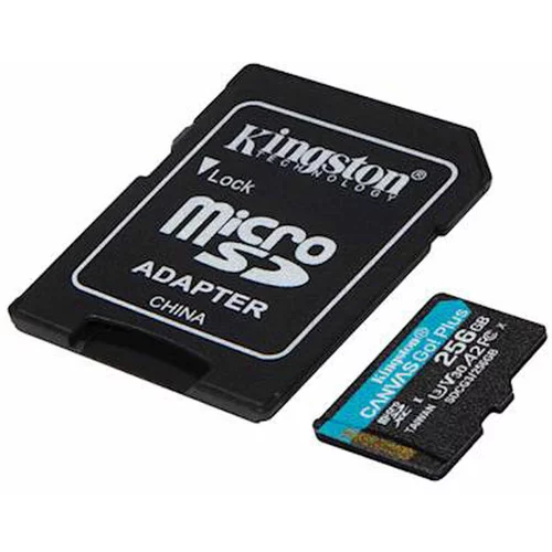 Kingston Spominska kartica Canvas GO Plus Micro SDXC Class 10 UHS-I U3, 256 GB + adapter